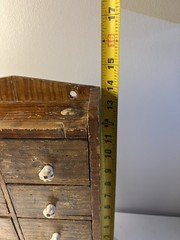 Antique Primitive Wood Apothecary Spice Cabinet Tabletop Or Hang Porcelain Knobs