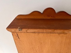 Vintage French wooden wall cabinet, 1950’s wall display case, mini glass chest