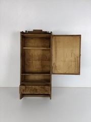 Medicine Apothecary cabinet wall hanging wood beveled glass mirror, antique