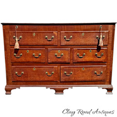 antique George III banded oak mule chest cabinet 1780 keys Chippendale inlaid