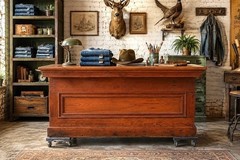 Antique Store Counter Wood Bar Kitchen Island industrial loft vintage tabletop