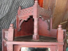 Antique victorian hanging corner cupboard ornate carved eastlake aesthetic