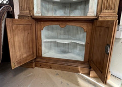 Antique 19th Century American Federal Oak Corner Cabinet with Painted Interior