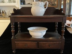 Antique Miniature Period Late 18th Early 19th C Child’s Washstand W/Bowl & Pitch