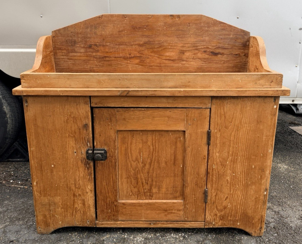Antique Pine Dry Sink Primitive Country Storage Cabinet Cupboard Rustic Stand