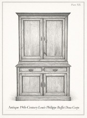 Antique French County Louis Philippe Buffet Deux Corps Housekeeper Cabinet