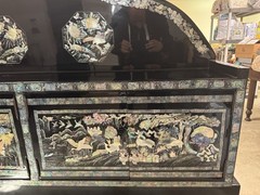 Korean Black Lacquer Mother of Pearl Cabinet Headboard