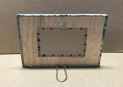 VTG Shabby Photo 4×6 Tin Ceiling Metal Teal Blue Picture Frame Old 446-26B