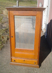 Antique Corticelli Silk Thread Counter Top Cabinet Quarter Sawn Oak with Mirror