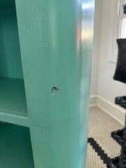 Vintage Wood Free standing Cabinet Turquoise End Cap 50’s Right Side 70in