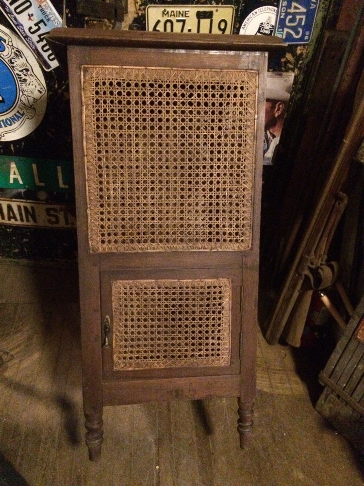 RARE Antique 1800s ? Cane Hamper Wood Cabinet Shipping Ok Oriental Chinese ?