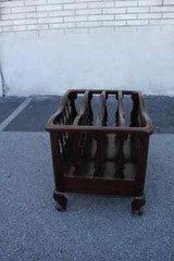 Delightful Solid Rosewood Carved Canterbury Magazine Rack with Drawer – Storage