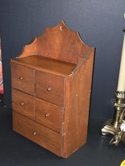 Prim Rustic Wooden 5 Drawer Hanging Spice Cabinet Box Apothecary Cupboard