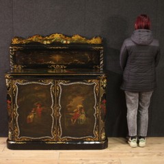 Lacquered painted sideboard cabinet English furniture papier mache 19th century