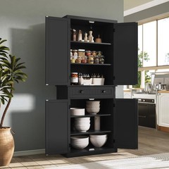 ARTPOWER 72″ Tall Kitchen Pantry Storage Cabinet with Drawer and Large, Black