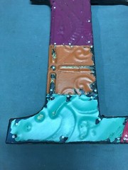 Decorative Salvage Tin Ceiling 12″ Patchwork Metal VTG Letter D Old 270-25B