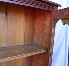 Antique Oak Display Cabinet – single door – Carved Cupids