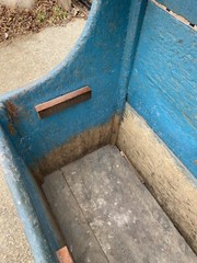 Antique 19th Cent Primitive Pine Blue Painted Cupboard Grain Box Sink we Deliver