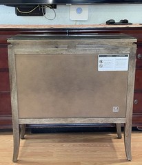 Rare Elegant Cabinet Pier 1 Imports Glass Top Artistic Silver Embossed