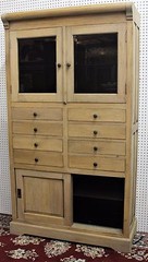 Antique Style Country French Bevel Glass Solid Wood Stripped Cabinet Glass Doors