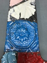 Decorative Salvage Tin Ceiling 16″ Patchwork Metal VTG Number 1 Old 1796-24B