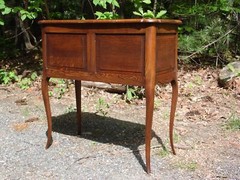 Antique Solid Oak French Louis XV Style Tambour Cabinet Table Server Cupboard
