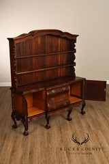 Queen Anne Style Welsh Two Piece Open Hutch Cabinet With Carved Claw & Ball Feet