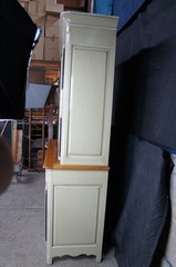 Vintage Country French Provincial Oak Buffet Deux Corps China Display Cabinet