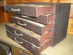 Vintage Primitive Handmade Wooden Cabinet with Drawers