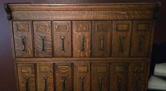 1910 Arts & Crafts large oak file cabinet 78″ tall x 40″ wide x 26″ deep