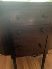 Vintage Antique Martha Washington Sewing Cabinet Hardwood 3 Drawers, end table