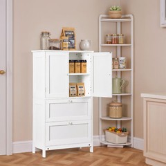43.5″ Multi-Purpose Storage Cabinet with Adjustable Shelves, 2 Drawers White