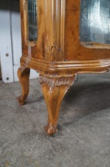 Antique Italian Baroque Rococo Walnut Burr Curio Display Cabinet Glass Showcase