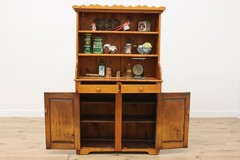 Farmhouse Antique Carved Pine Cupboard or Display Cabinet #55760