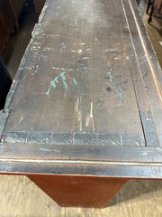 antique dutch cupboard step back cabinet old paint 1800s small size
