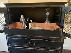 Vintage Painted Black Storage Cabinet Bar Cabinet