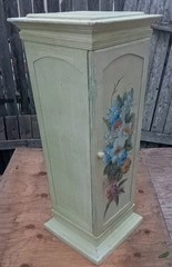VTG RARE OOAK HAND PAINTED COUNTRY FLORAL CAB. PEDESTAL SOLID WOOD 30×12″New(?)