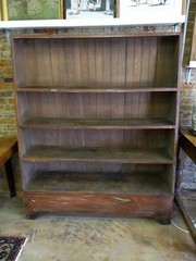 19th Century Red Wash Step Back Shelf