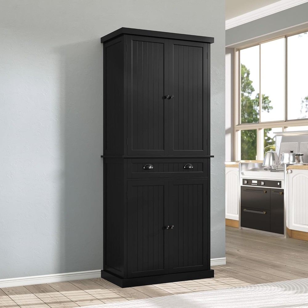 ARTPOWER 72″ Tall Kitchen Pantry Storage Cabinet with Drawer and Large, Black