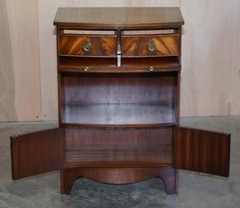 Pair of Shaws London Bow Fronted Side Bookcase Tables + Butlers Serving Trays