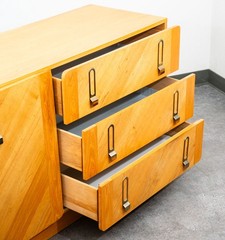 Mid Century Danish Modern Credenza Dresser Cabinet 6 Drawers Blonde Canadian Mcm