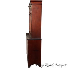 Antique Cherry Linen press display cabinet cupboard 2 pc NY country original 19t
