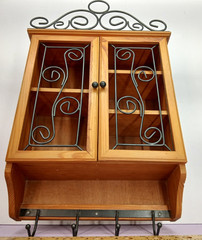 RUSTIC COUNTRY FARMHOUSE COTTAGE METAL SCROLL CABINET SHELF SHELVES COAT RACK