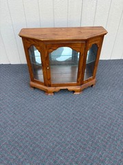 67654 Vintage Oak Curio Credenza with Glass Doors and Shelves