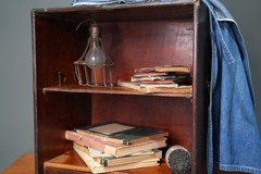 Antique Apothecary Cabinet Wood Drawer Shelf Organizer Vintage Counter Display