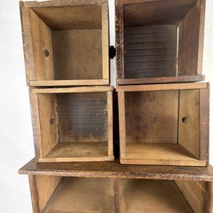 Antique Early Country Primitive Wood 8 Drawer Spice Drawer Cabinet 16” High