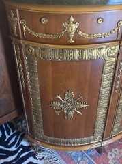 Stunning Neoclassic John Widdicomb Demilune Cabinet; Manner Of Robert Adam