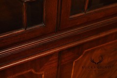 China Cabinet Display Bookcase with Carved Pediment and Silk Backing