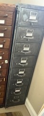 Tall Vintage Brushed Metal Library Card Catalogue