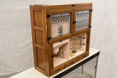 Vintage Hoosier Cabinet – Top Only – Etched Glass And Oak – Greencastle, Indiana